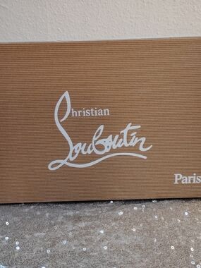 Christian Louboutin Brown Box with White Script Logo